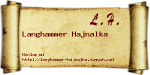 Langhammer Hajnalka névjegykártya